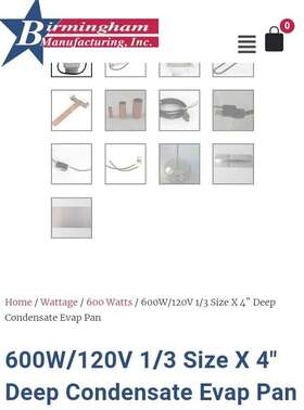 860112a Birmingham Condensate Drain Pan 120v 600 W 5.0 A 4 Inch Nos - Usa Model