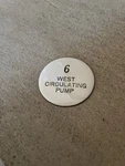 6 West Circulating Pump Small Porcelain Sign 2 Inch Original Antique Co. Fixed Price $22.50.