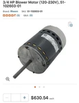 Rheem-ruud 51-102603-01 3/4HP 208/230V Var Motor (new) Oem. Fixed Price $375.00.