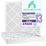 Accumulair Diamond 16X16X1 Merv 13 Filter/furnace Filters (4 Pack). Fixed Price $32.99.