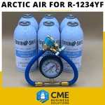 Get Colder Air, Arctic Refrigerant Support For R1234YF, 6 Cans & Brass Hose. Fixed Price $130.00.