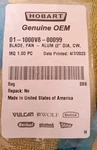 Hobart Blade, Fan Alum (2" Dia, Cw, 01-1000V8-00099 Genuine Oem Replacement Pa. Fixed Price $28.11.