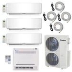 Klimaire 4ZONE 48K Btu 21SEER 12+12+18K Wall Console Ac Minisplit Heat Kits. Fixed Price $5951.88.