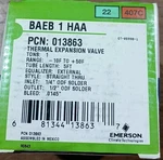 (2) Emerson BAEB1HAA/013863 Ton Thermal Expansion Valve(s) R407C 173426 Lot. Fixed Price $45.17.